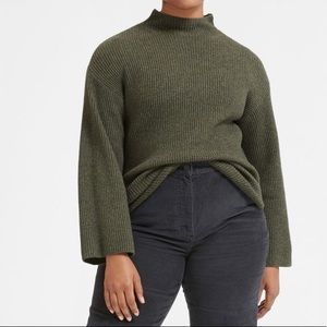 Everlane cashmere rib mock neck green s petite